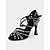 ieftine Pantofi Dans Latin-Pantofi de dans negri cu strasuri pentru femei - sandale de dans latino elegante cu tocuri inalte, perfecte pentru competitii de dans si ocazii speciale