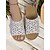 billiga Semester Sandaler-slip-on sandaler med vita blommor i spets – bekväma platta sandaler med bågade kanter för sommar-, strand- och fritidskläder