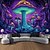 abordables Tapices de luz negra-Tapiz con luz negra que brilla en la oscuridad fiesta luminosa reactivas a UV setas borrosas naturaleza paisajes colgante tapiz arte mural para sala de estar dormitorio