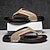 cheap Vacation Sandals-Men's Slippers &amp; Flip-Flops Split Leather Breathable Comfortable Slip Resistant Loafer Black Khaki Beige