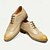 billige Klassiske Sko-mænds beige premium kohud brogue sko med snørebånd med perforerede detaljer, formel stil til bryllupper og forretningsbegivenheder