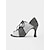 abordables Zapatos de baile latino-Zapatos de baile para mujer con tachuelas de cristal en blanco y negro, diseño con cordones y tacón alto: calzado de rendimiento para bailes latinos, de salsa y de salón