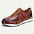 abordables Zapatillas de cuero premium-Zapatillas de piel de vacuno de primera calidad en color marrón para hombre con detalles perforados y cierre con cordones: elegantes zapatos casuales para uso diario