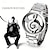 voordelige Digitaal Horloge-Mode en Casual Muzieknoot Notatie Horloge RVS Polshorloge voor Heren en Dames Zilveren Horloges