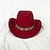 abordables Sombreros de Fiesta-Sombrero de vaquero occidental con cinturón de metal para hombres y mujeres, sombrero de vaquero de jazz con ala ancha de cuero, sombrero de iglesia, sombrero de vaquera