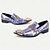 abordables Chaussures de Costume Élémentaires-Mocassins en cuir de vachette haut de gamme pour hommes avec pointe dorée, motif géométrique artistique bleu et or, détail de chaîne et tête de lion métallique - chaussures à enfiler de luxe pour les occasions spéciales et les tenues de soirée