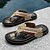 cheap Vacation Sandals-Men's Slippers &amp; Flip-Flops Split Leather Breathable Comfortable Slip Resistant Loafer Black Khaki Beige