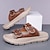voordelige Casual sandalen-Bruine herensandalen van imitatieleer met twee gespen, comfortabel voetbed en duurzame zool – verstelbare instapschoenen voor de zomer voor casual en outdoor gebruik
