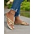 preiswerte Lässige Sandalen-goldene Riemchensandalen für Damen – elegante Zehensandalen mit Flechtmuster und flacher Sohle für lässige Sommer-Outfits
