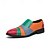 abordables Semi-formel-chaussures à enfiler multicolores en patchwork pour hommes – mocassins audacieux d&#039;inspiration vintage pour fêtes, représentations sur scène et événements de mode