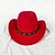 abordables Sombreros de Fiesta-Sombrero de vaquero occidental con cinturón de metal para hombres y mujeres, sombrero de vaquero de jazz con ala ancha de cuero, sombrero de iglesia, sombrero de vaquera