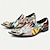 voordelige Premium leren loafers-Heren Premium Kalfsleren Instappers met Gouden Punt Levendige Artistieke Print en Metallic Gouden Leeuwenhoofd Detail – Fashionabele Instap-schoenen voor Speciale Gelegenheden en Statement