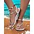 baratos Sandálias de Vestir-sandálias pretas boho chic para mulheres – design trançado floral com detalhes em conchas – chinelos confortáveis para praia e férias