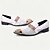 billiga Elementära Klädskor-slip-on loafers i vit premiumkohud för män med metallisk kedja i roséguld och dekorativ tå, snygga vardagsskor för formella och semi-formella tillfällen