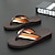 cheap Vacation Sandals-Men&#039;s Brown Flip Flops with Multi-Color Striped Strap, Casual Style for Beach and Summer Wear