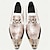 cheap Premium Leather Loafers-Men's Premium Cowhide Leather Loafers with Gold Tip Sequined Floral Design and Crystal Buckle Detail–Luxury Slip-On Shoes for Special Occasions and Evening Wear