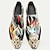 voordelige Premium leren loafers-Heren Premium Kalfsleren Instappers met Gouden Punt Levendige Artistieke Print en Metallic Gouden Leeuwenhoofd Detail – Fashionabele Instap-schoenen voor Speciale Gelegenheden en Statement