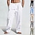 ieftine Clasic-Bărbați Pantaloni de in Pantaloni Pantaloni de vară Pantaloni de plajă Cordon Talie elastică Picior drept Simplu Confort Respirabil Lungime totală Casual Zilnic Concediu Modă Stil Clasic Negru Alb