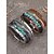 preiswerte Urlaubszubehör-Magnetarmband aus Boho-Leder und Türkis – verstellbares mehrschichtiges Design mit Federn und Edelsteinen, perfekt für den lässigen Sommer- und Festival-Stil