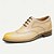 billige Klassiske Sko-mænds beige premium kohud brogue sko med snørebånd med perforerede detaljer, formel stil til bryllupper og forretningsbegivenheder
