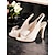 preiswerte Halbformell-Hautfarbene Slingback-Peep-Toe-Pumps aus Satin mit Schleife – schick und bequem, ideal für Hochzeiten und formelle Anlässe.