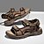 billige Uformelle sandaler-brune sportssandaler til mænd med justerbare velcrostropper, åndbart design og slidstærk sål til udendørs, vandreture og afslappet sommertøj