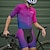 billige Klærsett for menn-Herre Sykkeljersey med shorts Kortermet Fjellsykling Veisykling Sommer Vår Høst Burgunder Blå Lilla Geometrisk Gradert Sykkel Forside Glidelås Svettereduserende Bekvem Pustende Spandex sport Klær
