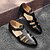 voordelige Jurk sandalen-Zwarte visserssandalen van imitatieleer voor heren met gespband en uitsparing, stijlvol en comfortabel voor casual, outdoor en zomerkleding