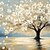 abordables Peintures paysages-Peinture à l&#039;huile sur toile représentant un arbre de vie blanc original fait à la main, art mural abstrait en fleurs, grand arbre, pour décoration intérieure, avec cadre tendu/sans cadre intérieur