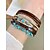 preiswerte Urlaubszubehör-Magnetarmband aus Boho-Leder und Türkis – verstellbares mehrschichtiges Design mit Federn und Edelsteinen, perfekt für den lässigen Sommer- und Festival-Stil