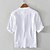 baratos Casual de negócios-Homens Camisa Social camisa de linho Camisa Popover Camisa casual Camisa de algodão Tecido Férias Rua Branco cáqui Azul Claro Manga Curta Faixa Verão Roupa Botões