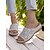 billiga Semester Sandaler-slip-on sandaler med vita blommor i spets – bekväma platta sandaler med bågade kanter för sommar-, strand- och fritidskläder
