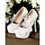 cheap Formal-White Lace Wedding Shoes with Floral Embellishments, Pointed Toe, Elegant High Heel Design, Perfect for Bridal and Formal Occasions
