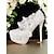 cheap Formal-White Lace Wedding Shoes with Floral Embellishments, Pointed Toe, Elegant High Heel Design, Perfect for Bridal and Formal Occasions