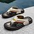 cheap Vacation Sandals-Men's Slippers &amp; Flip-Flops Split Leather Breathable Comfortable Slip Resistant Loafer Black Khaki Beige