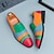 abordables Semi-formel-chaussures à enfiler multicolores en patchwork pour hommes – mocassins audacieux d&#039;inspiration vintage pour fêtes, représentations sur scène et événements de mode