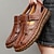 cheap Casual Sandals-Men's Brown Faux Leather Fisherman Sandals with Velcro Strap, Breathable Design and Comfortable Sole for Summer, Outdoor Activities and Beach Wear