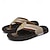 cheap Vacation Sandals-Men's Slippers &amp; Flip-Flops Split Leather Breathable Comfortable Slip Resistant Loafer Black Khaki Beige