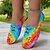 voordelige Platte damesschoenen-gebreide flats met regenboogverloop en vlinderprint, perfect voor casual uitjes, zomerevenementen en festivals in de buitenlucht