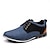 cheap Casual Lace-Up Shoes-Men's Casual Oxford Shoes, Blue and Black Lace-Up Dress Sneakers with Suede Accents, Stylish Footwear for Business, Weddings and Everyday Wear