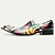 voordelige Premium leren loafers-Heren Premium Kalfsleren Instappers met Gouden Punt Levendige Artistieke Print en Metallic Gouden Leeuwenhoofd Detail – Fashionabele Instap-schoenen voor Speciale Gelegenheden en Statement