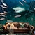 abordables Tapiz de Playa Oceánica-Tapiz Colgante de Peces de Océano Paisaje Arte de Pared Tapiz Grande Decoración Mural Fotografía Fondo Manta Cortina Decoración para Hogar Dormitorio Sala de Estar