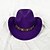 abordables Sombreros de Fiesta-Sombrero de vaquero occidental con cinturón de metal para hombres y mujeres, sombrero de vaquero de jazz con ala ancha de cuero, sombrero de iglesia, sombrero de vaquera