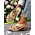 billiga Avslappnade sandaler-tjocka klackar med öppen tå med blommig accent, perforerad design och bekväm passform för sommarfester och avslappnade utflykter
