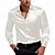voordelige Satijnen overhemden voor heren-Voor heren Overhemd Satijnen overhemd Normaal shirt Overhemd met knopen Effen Bruiloft Vakantie Zwart Wit Wijn Marineblauw Lange mouw Revers Lente &amp; Herfst Kleding