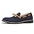 billiga Halvformell-blå loafers för män - mocka konstläder med tofsdetaljer, snygga och bekväma slip-on skor för män, perfekta för vardag, kontor och vardag.