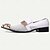 billiga Elementära Klädskor-slip-on loafers i vit premiumkohud för män med metallisk kedja i roséguld och dekorativ tå, snygga vardagsskor för formella och semi-formella tillfällen