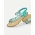 abordables Sandales de Vacances-sandales à bride en T ornées de strass turquoise pour femmes – sandales plates à bride arrière élastiques bohèmes pour la plage d&#039;été et les vêtements décontractés