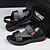 billiga Semester Sandaler-Herr Sandaler Platta sandaler PU Läder Andningsfunktion Bekväm Halksäker Loafers Svart Brun