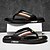 cheap Vacation Sandals-Men's Slippers &amp; Flip-Flops Split Leather Breathable Comfortable Slip Resistant Loafer Black Khaki Beige